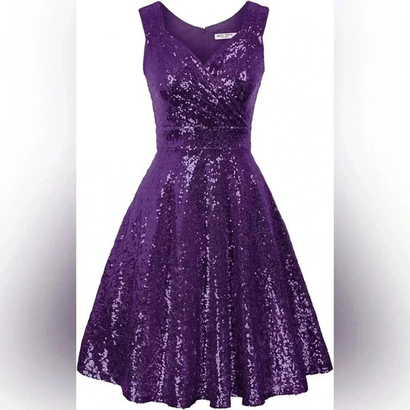 GRACE KARIN Sequin Sleeveless V-Neck Sparkly Glitter Evening Party Siz small - Picture 2 of 14